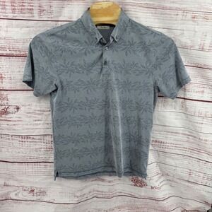 Linksoul Polo Shirt Mens Large Leaf Print Gray Recycled Cotton Blend Golf